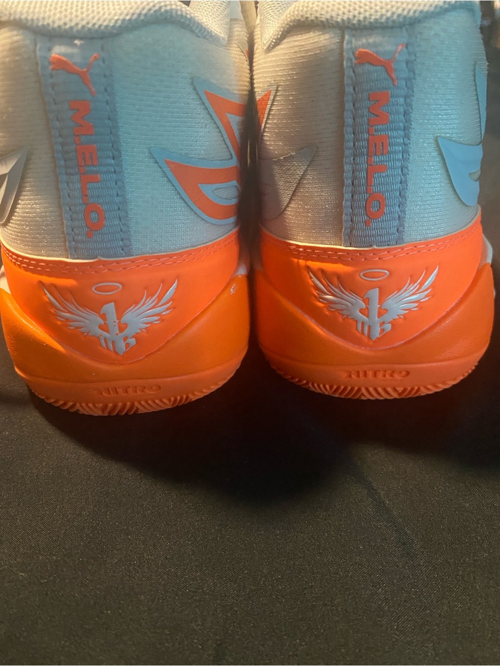 PUMA Melo Kids Basketball Shoes - White, Gray & Orange